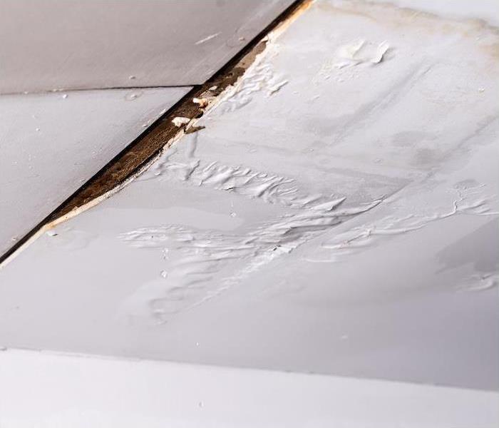 < img src =”water.jpg” alt = "a white ceiling showing signs of water damage from a leak " >